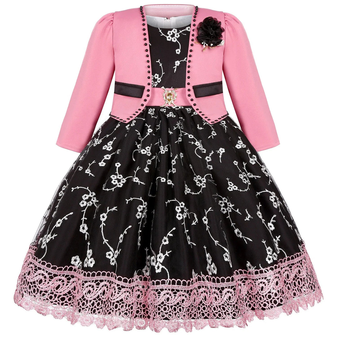 Girls Elegant Dresses Girls Princess Dress Flower Embroidery Luxury Gown Kids Piano Performance Dress Weddings Birthday Dress Beauty hair & fashionfj