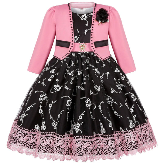 Girls Elegant Dresses Girls Princess Dress Flower Embroidery Luxury Gown Kids Piano Performance Dress Weddings Birthday Dress Beauty hair & fashionfj