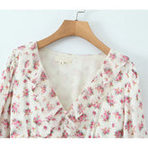 YENKYE Spring 2025 Women Sweet Floral Print Ruffle Mini Dress Front Button Long Sleeve V Neck A-line Holiday Boho Dresses Short Beauty hair & fashionfj