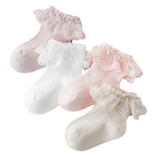 1 Pair Newborn Baby Socks For Girls Cotton Lace Ruffle Infant Girls Sock Princess Mesh Toddler Baby Girls Socks summer 0-12years