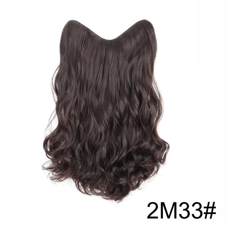 20Inch Synthetic Long Wavy Curly 4 Clip in Hair Extension V-shaped Heat Resistant Black Blonde Hairpiece for Women Beauty hair & fashionfj