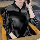 Polo T Shirt for Men Winter Pullovers Oversize Man Sweatshirt Formal Big Size Business With Collar Elasticity Emo Streetwear S Beauty hair & fashionfj