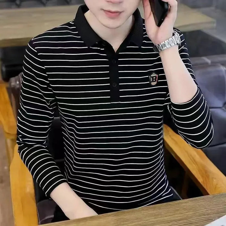 Polo T Shirt for Men Winter Pullovers Oversize Man Sweatshirt Formal Big Size Business With Collar Elasticity Emo Streetwear S Beauty hair & fashionfj