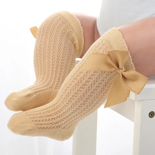 Babys Girls Princess Knitted Mesh Socks Cotton Infant Kids Girls Long Tube Socks 0-3T Summer Soft Toddler Girls Knee High Socks