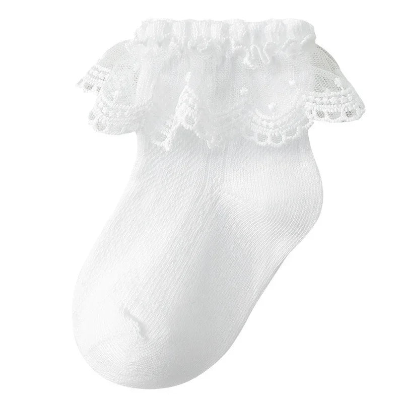 1 Pair Newborn Baby Socks For Girls Cotton Lace Ruffle Infant Girls Sock Princess Mesh Toddler Baby Girls Socks summer 0-12years