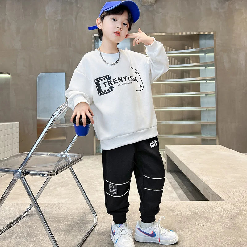 Boys Sweatshirts +Pants Kids Suits 2PCS/Set Cotton 2025 Luminous Spring Autumn Cotton High Quality Christmas Gift Children Cloth Beauty hair & fashionfj