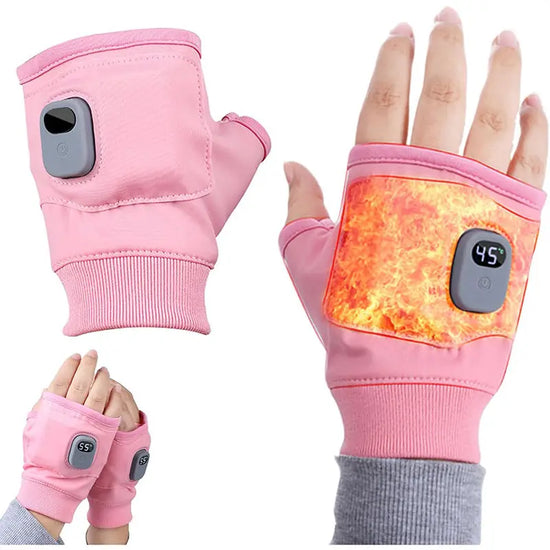 Rechargeable Heated Gloves 360 Degree Thermal Heated Windproof Warm Fingerless for Outdoor Hiking Cycling Winter Sports