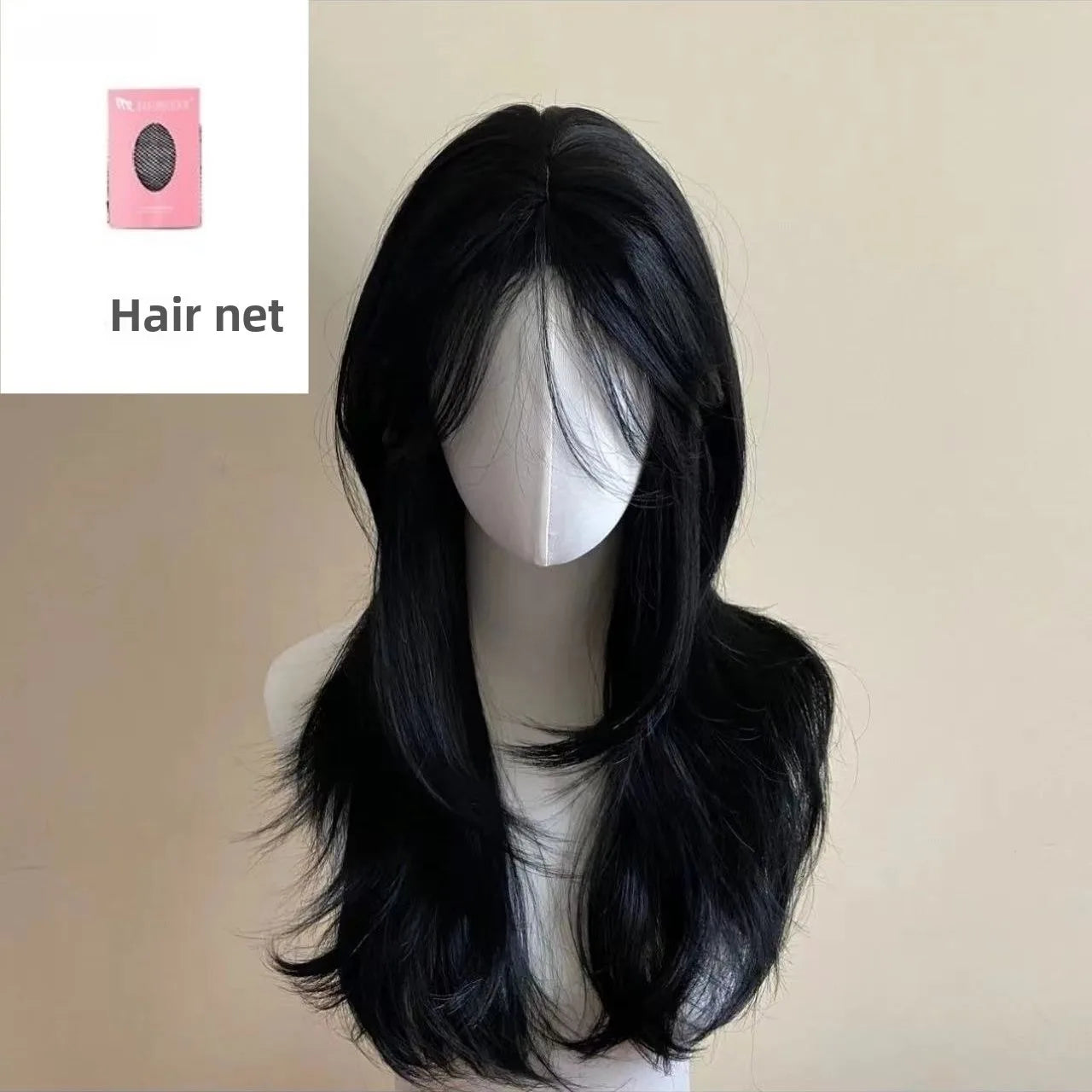Black Wig Female Headband Body Wavy Rose Hair Net Models in French Bangs High Quality Simulation Hair Synthetic Wig Beauty hair & fashionfj
