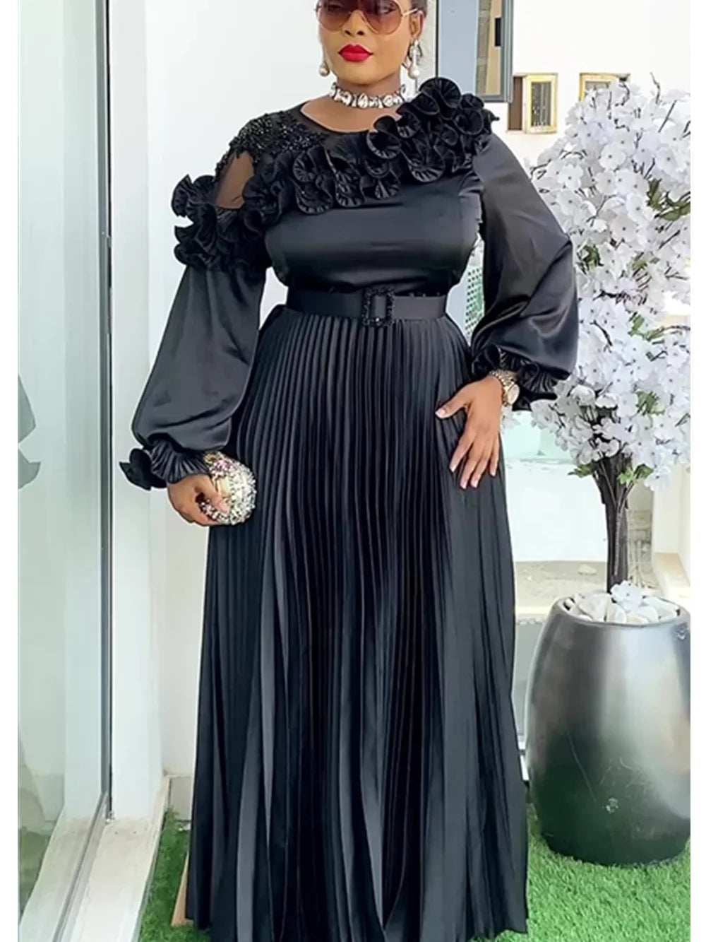 Plus Size African Party Dresses for Women 2025 New Fashion Dashiki Ankara Wedding Evening Gown Elegant Turkey Muslim Maxi Dress Beauty hair & fashionfj