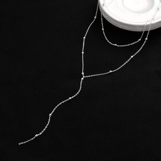 Gold Necklace for Women 14k Gold Plated/Silver Y-Shaped Pendant Necklace Layered Beaded Chain Drop Necklaces For Women Gift Beauty hair & fashionfj