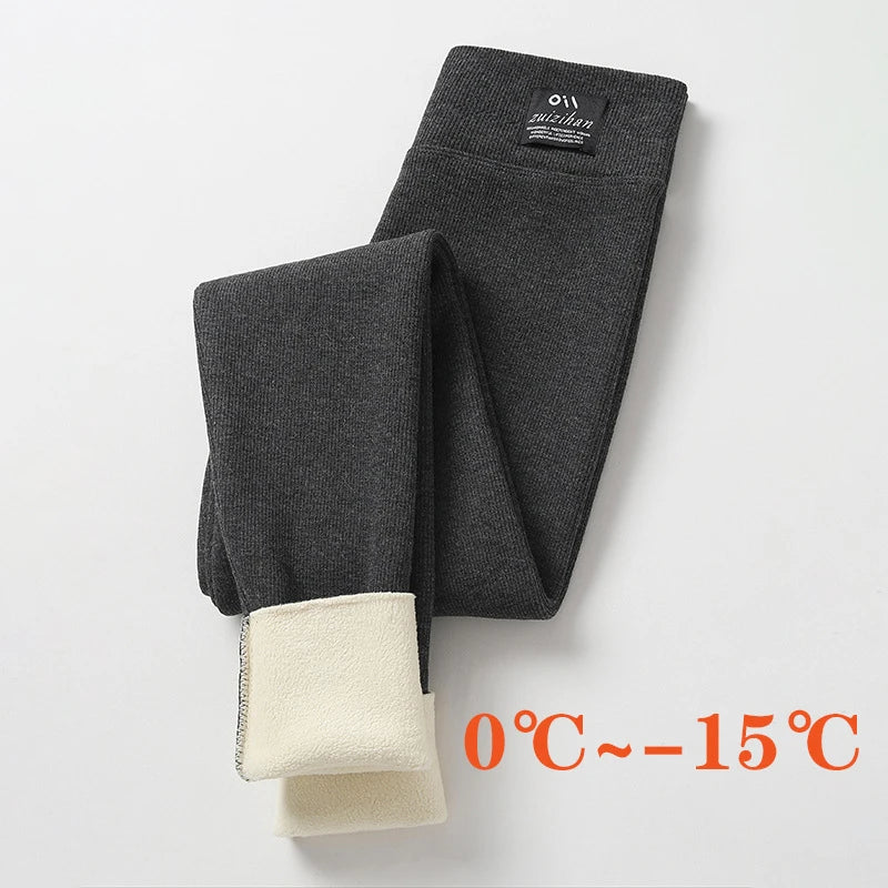 Winter Leggings Thick Thermal Pants High-waisted Leggings Women's Threaded Leggings Comfortable Stretch Leggings Black Thin