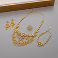 Dubai Gold Plated Necklace Earrings Ring Bracelet Arabian Traditional Vintage Jewelry Women's Set Bridal Wedding Jewelry Beauty hair & fashionfj