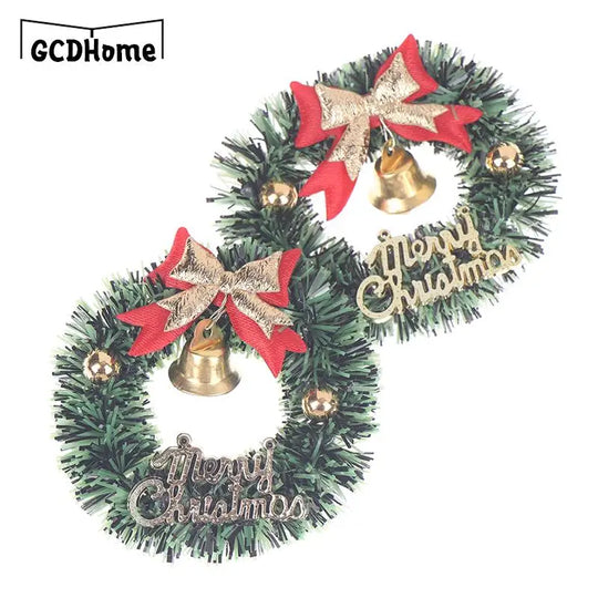6cm Dollhouse Miniature Christmas Garland Wreath Model Doll Christmas Decor Toy Ornament Artificial Flower Wreath DIY Kid Gift