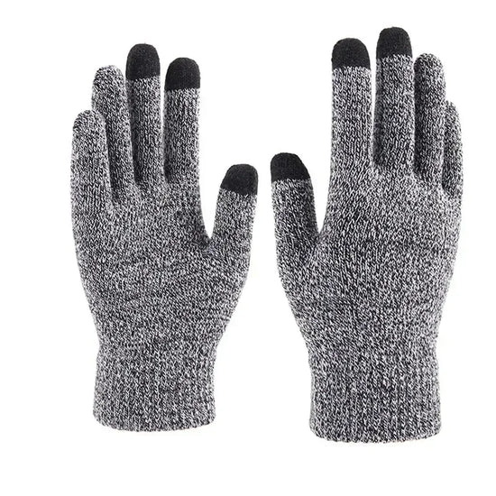 Winter Knitted Gloves Men Warm Full Finger Touchscreen Anti-Slip Gloves for Cycling Running Driving Hiking Camping Work Mittens