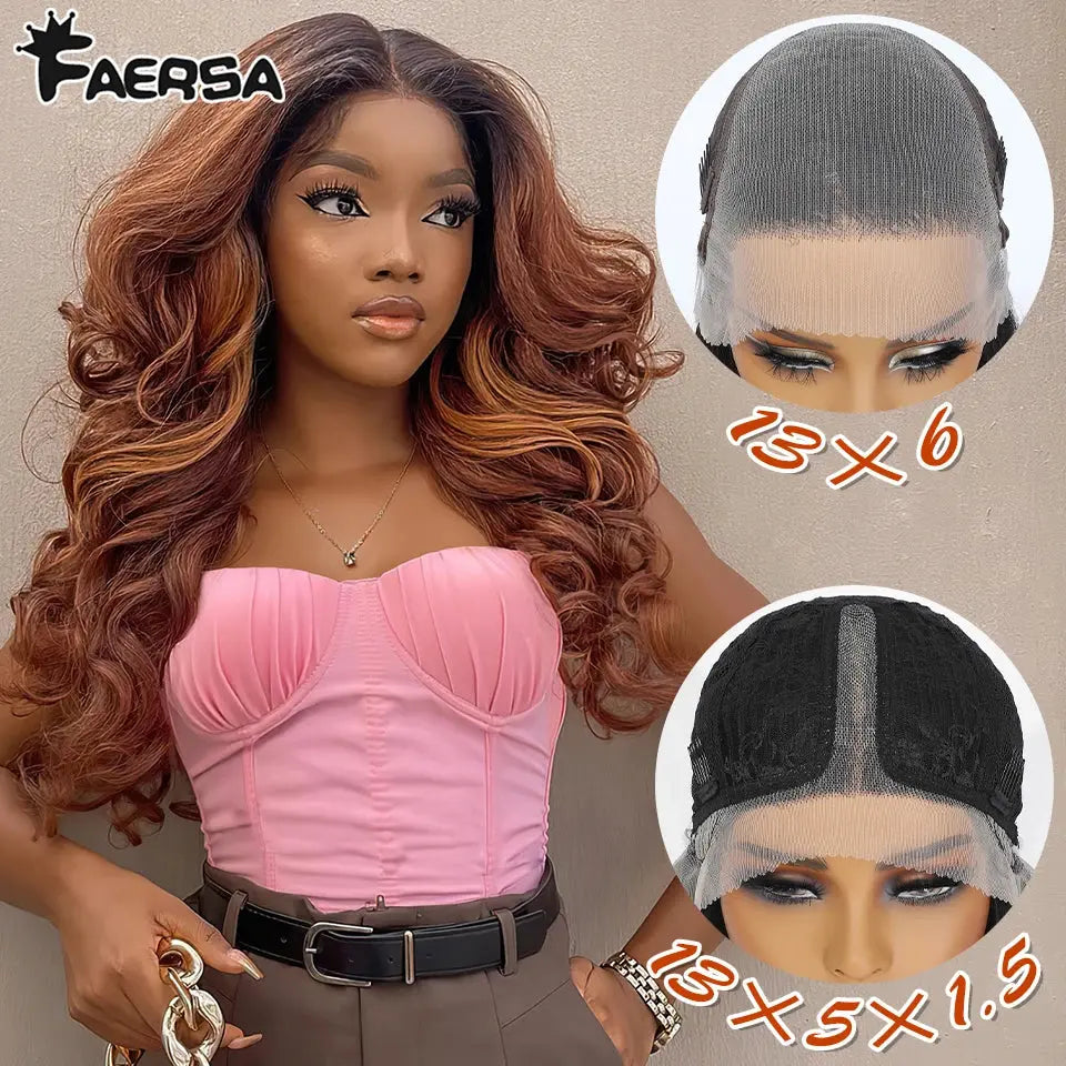 Latisha 13X6 HD 13X5X1 Synthetic Lace Front Wigs Curly Pre Plucked Lace Frontal Wig with Bangs for Women Highlight with Babyhair Beauty hair & fashionfj
