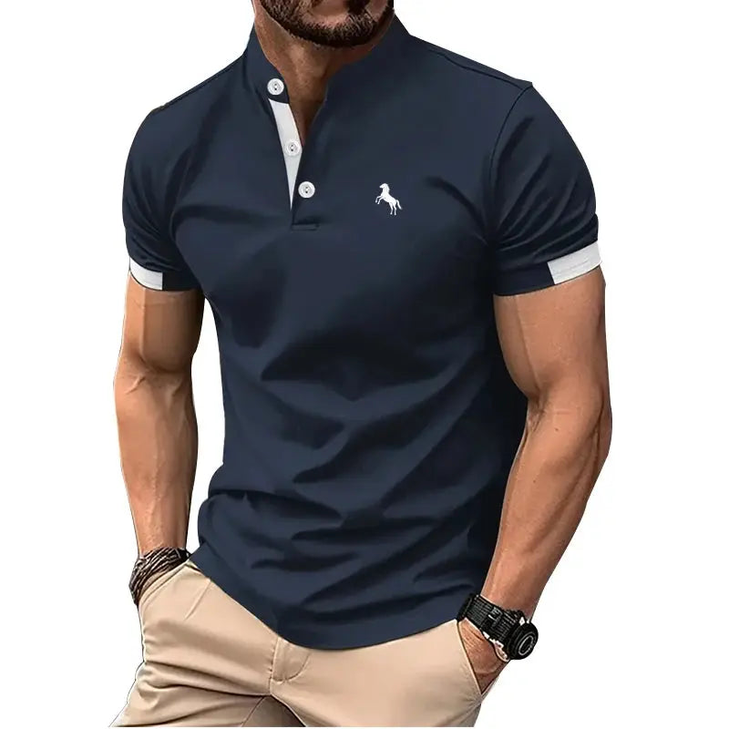 Men Clothes Spring Summer Casual Fashion Short Sleeve Stand Collar Polo Shirt Logo Print Men Clothes Slim Fit Polo Shirt Beauty hair & fashionfj