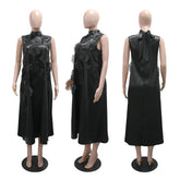 Elegant Dresses for Woman 2025 New O Neck Sleeveless Floral Decorate Straight Ankle Length Fashion Ladies Birthday Party Dress Beauty hair & fashionfj