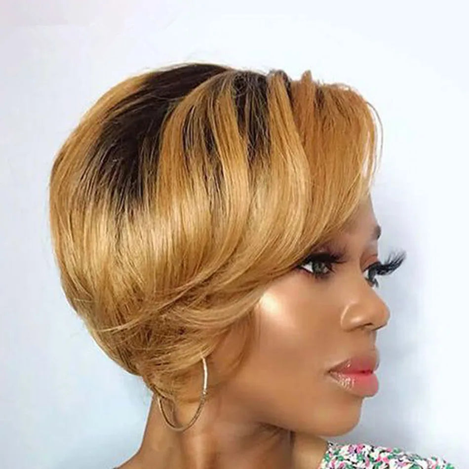 Brazilian Short Bob Pixie Cut Wig Pre plucked Lace Frontal Straight Transparent Lace Front Human Hair Wigs For Black Women  180%