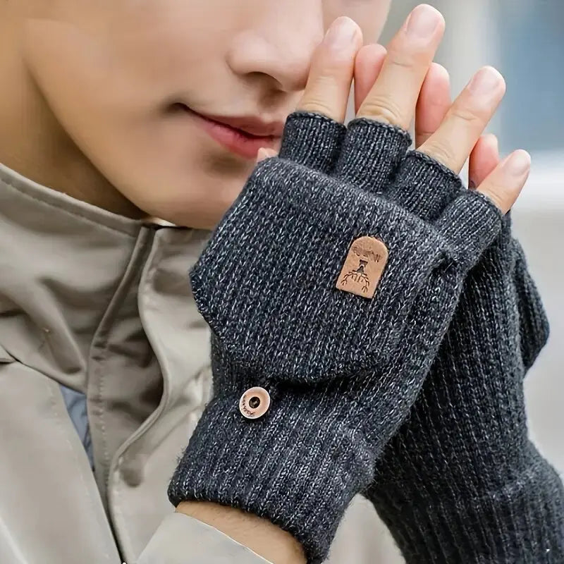 Knitted Fingerless Gloves Winter Thicken Warm Touch Screen Gloves for Men Women Gloves Warm Half Finger Student Gloves