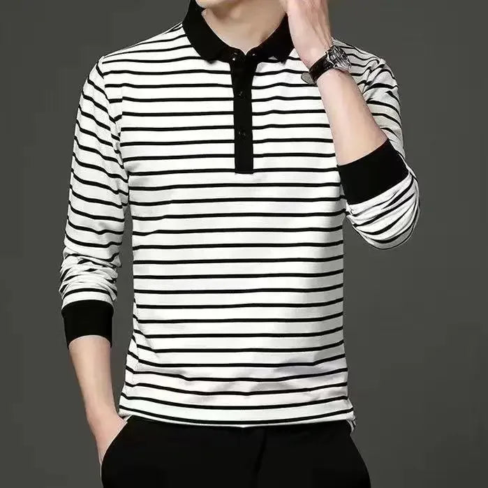 Polo T Shirt for Men Winter Pullovers Oversize Man Sweatshirt Formal Big Size Business With Collar Elasticity Emo Streetwear S Beauty hair & fashionfj