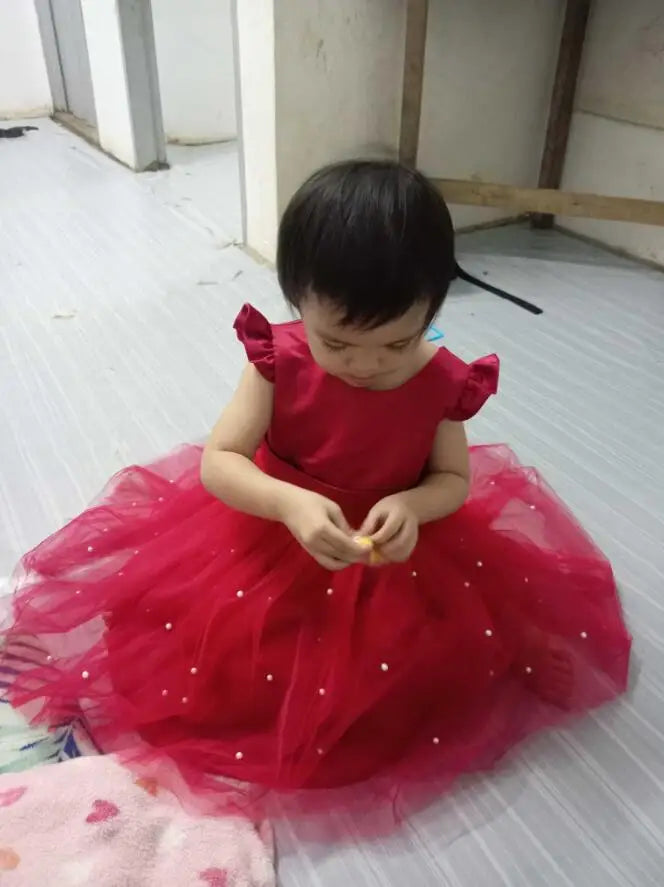 Toddler Girl Flower Birthday Tulle Dress Backless Bow Wedding Gown 1-8Y Kids Party Wear Princess Dress Baby Girl Bowknot Dresses Beauty hair & fashionfj