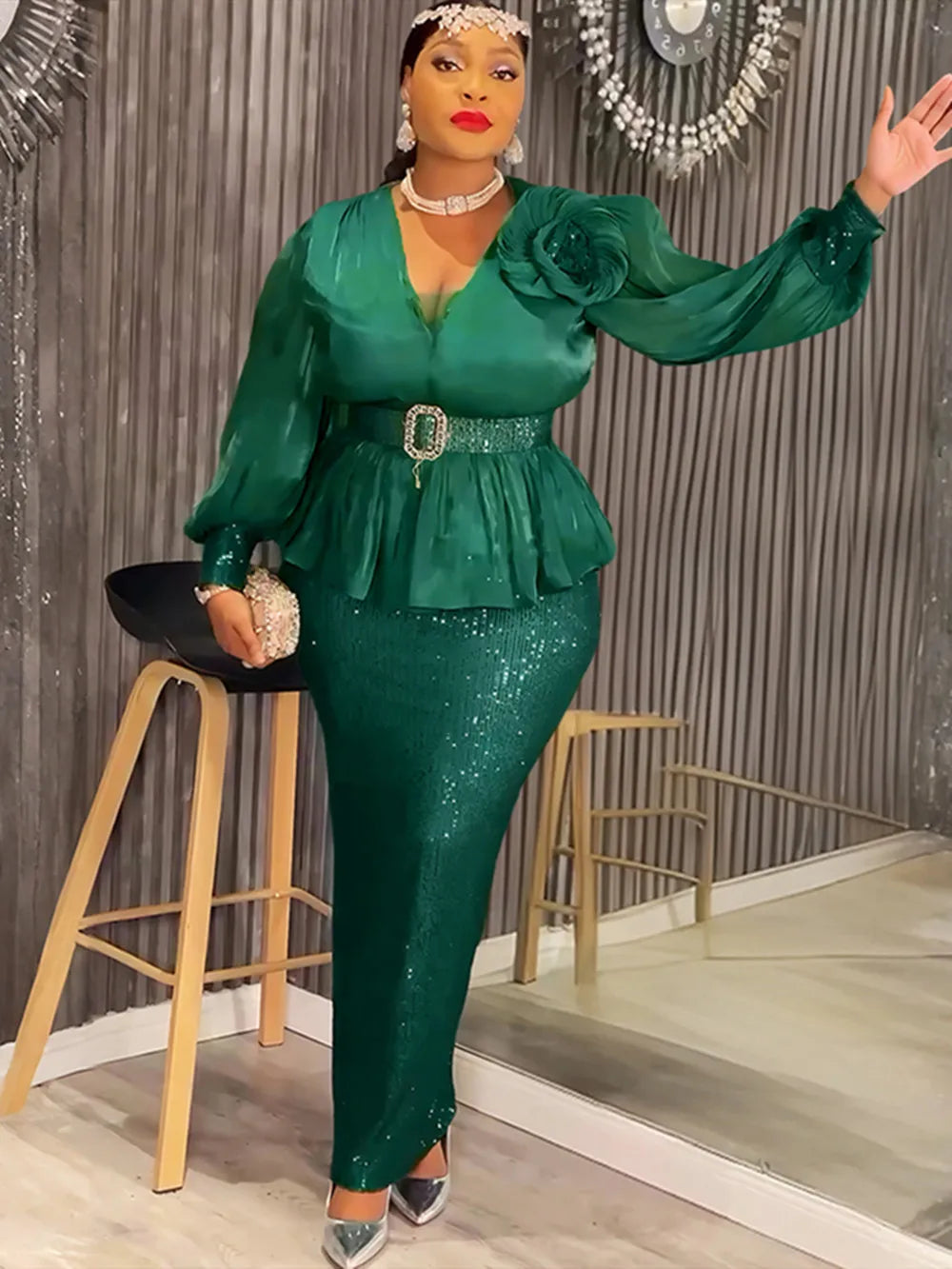 Plus Size African Party Long Dresses for Women 2025 New Dashiki Ankara Sequin Evening Gowns Turkey Outfits Robe Africa Clothing