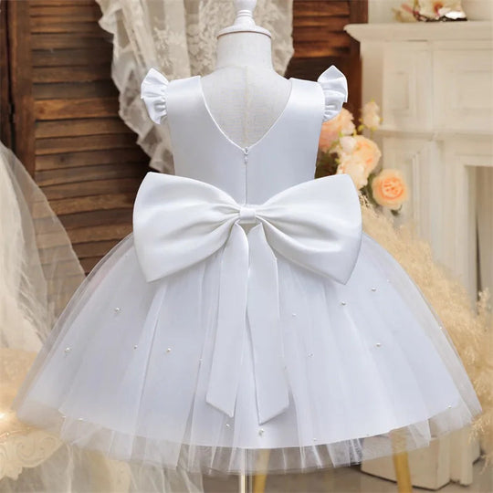 Toddler Girl Flower Birthday Tulle Dress Backless Bow Wedding Gown 1-8Y Kids Party Wear Princess Dress Baby Girl Bowknot Dresses Beauty hair & fashionfj