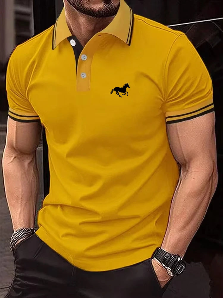 New Men's T-shirt Classic Short sleeved Polo Shirt Summer Top Casual T-shirt Button Lapel Super Large S-3XL Casual Polo Shirt Beauty hair & fashionfj
