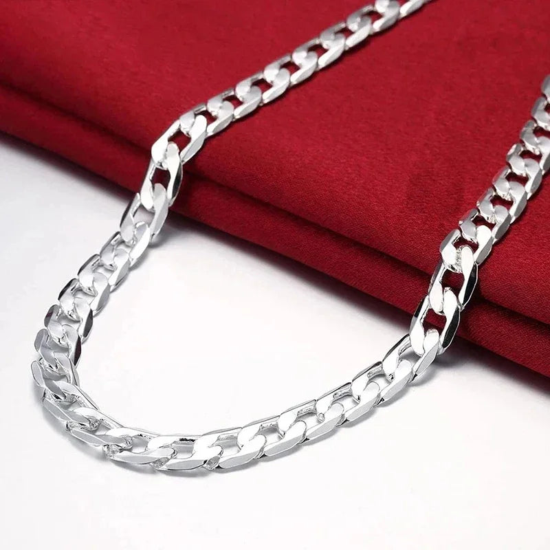 925 Sterling Silver Necklace For Men's women 16/18/20/22/24 Inches Classic 6MM Chain Luxury Jewelry Wedding Christmas Gifts Beauty hair & fashionfj