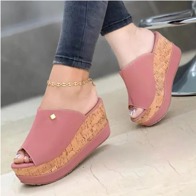 Slippers Summer 1 Wedges  Retro Fish Mouth Large Size Sandals Women High Heel Platform Solid Color Plus Size Shoes Sandalias Beauty hair & fashionfj