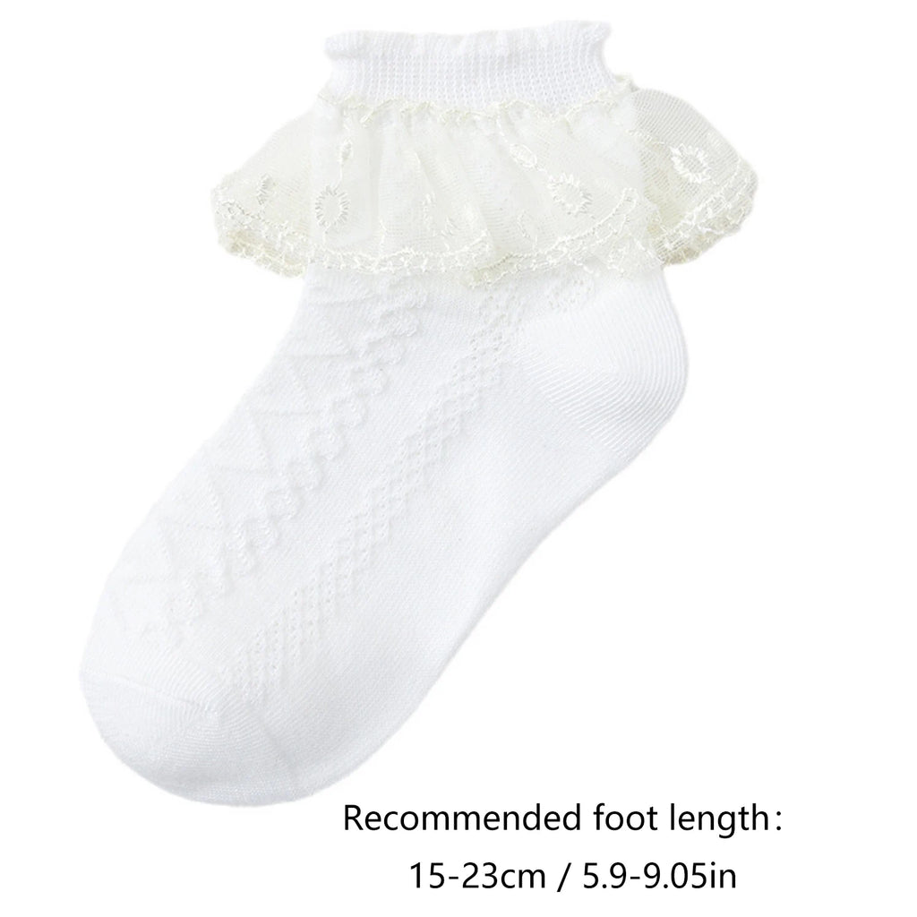 1 pair of cute lace pleated socks for kids - breathable, comfortable, and soft - an essential fashion item for girls