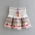 Batwing Sleeve Women Autumn Embriodery Paisley Print Skirt Set Outfits V Neck Button Tiered Mini Skirt Dress Suit Vintage Set Beauty hair & fashionfj