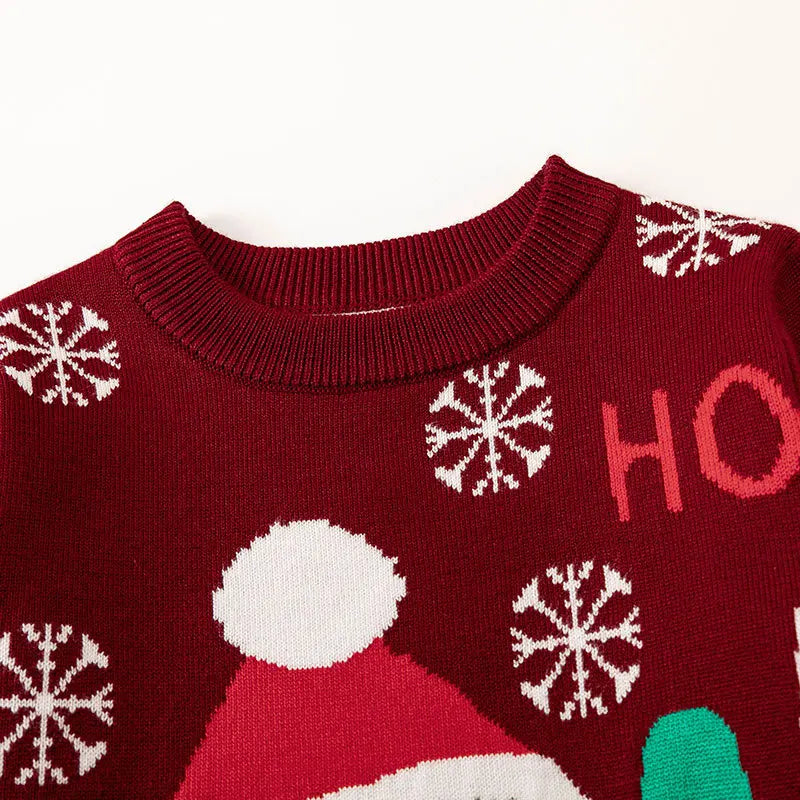 Kid Boys and Girls Casual Long Sleeves Top with Cartoon Prints in Christmas Blue Series Unisex Sweater for Children Comfortable