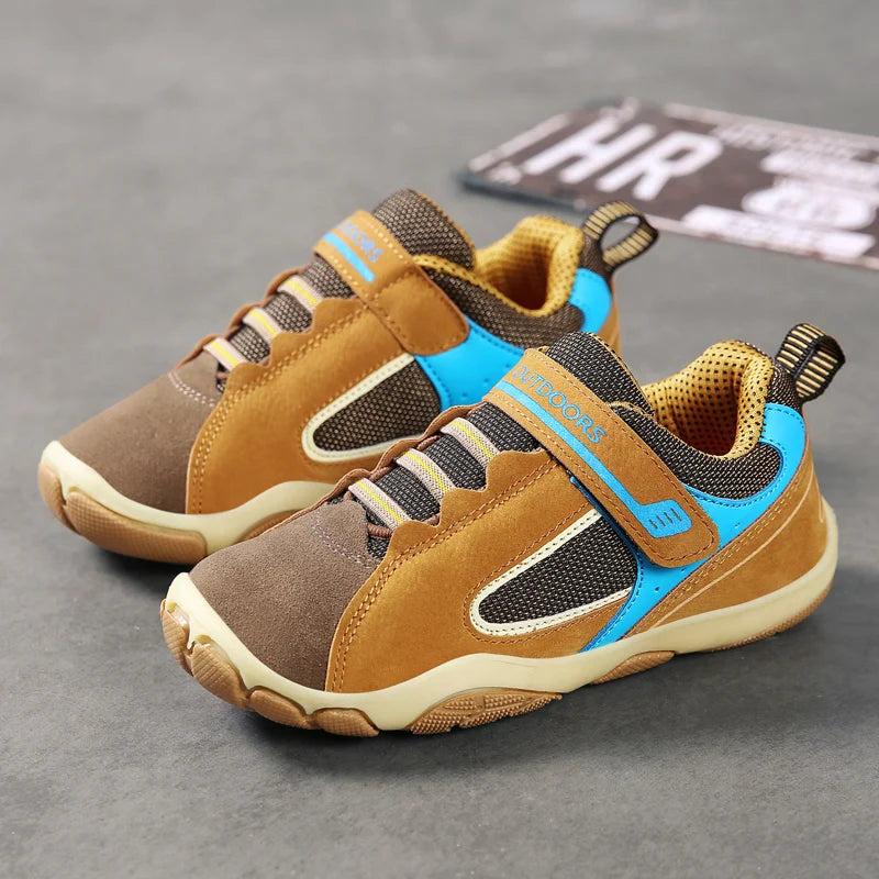 Children's Sneakers Spring Boy's Sports Shoes Leather Running Shoes Wear-resistant Comfortable Sneakers