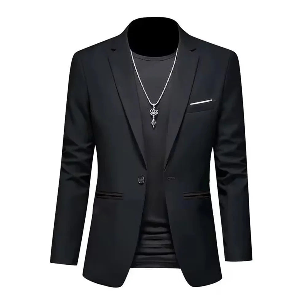 Men's Trendy Leisure Boutique Suit Jacket  Autumn Casual Business Slim Fit Non-ironing Single Button Suit Solid Formal Blouse Beauty hair & fashionfj