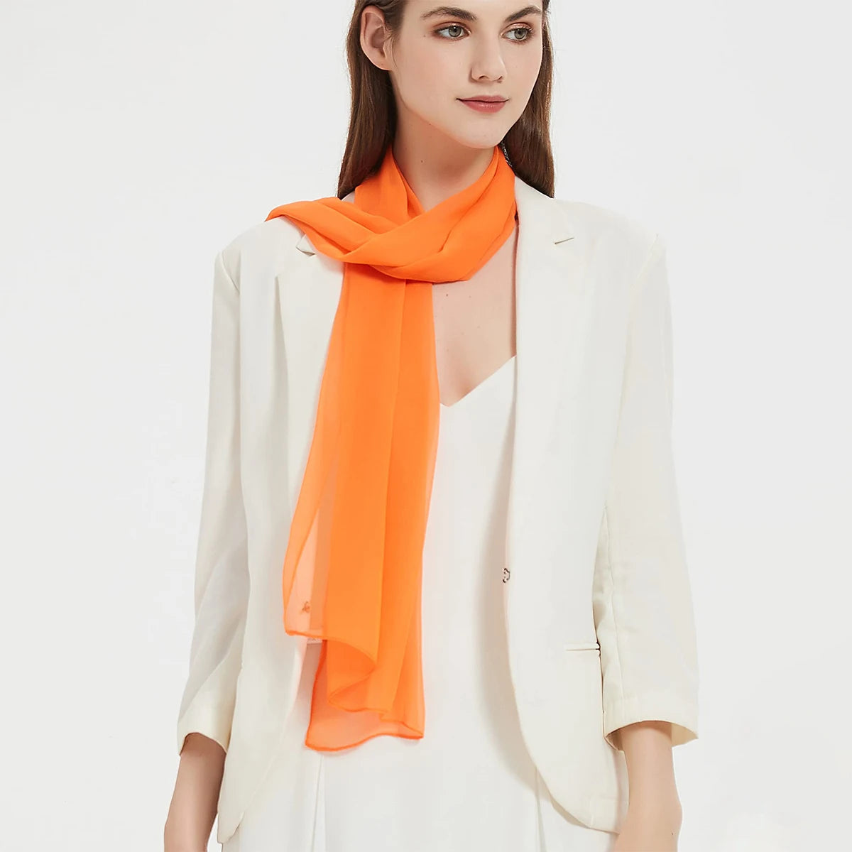 Fashion Feathry Chiffon Soft Solid Scarf Shawl Decorate Silk Scarves Breathable Sun Protection Elegant Lady Versatile Bandana Beauty hair & fashionfj