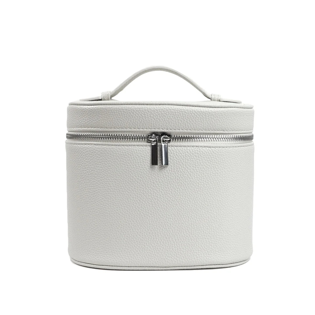 Customizable Name Portable Travel Storage Bag - Removable Cosmetic Bag with Separate Washing Compartment Pebble Leather