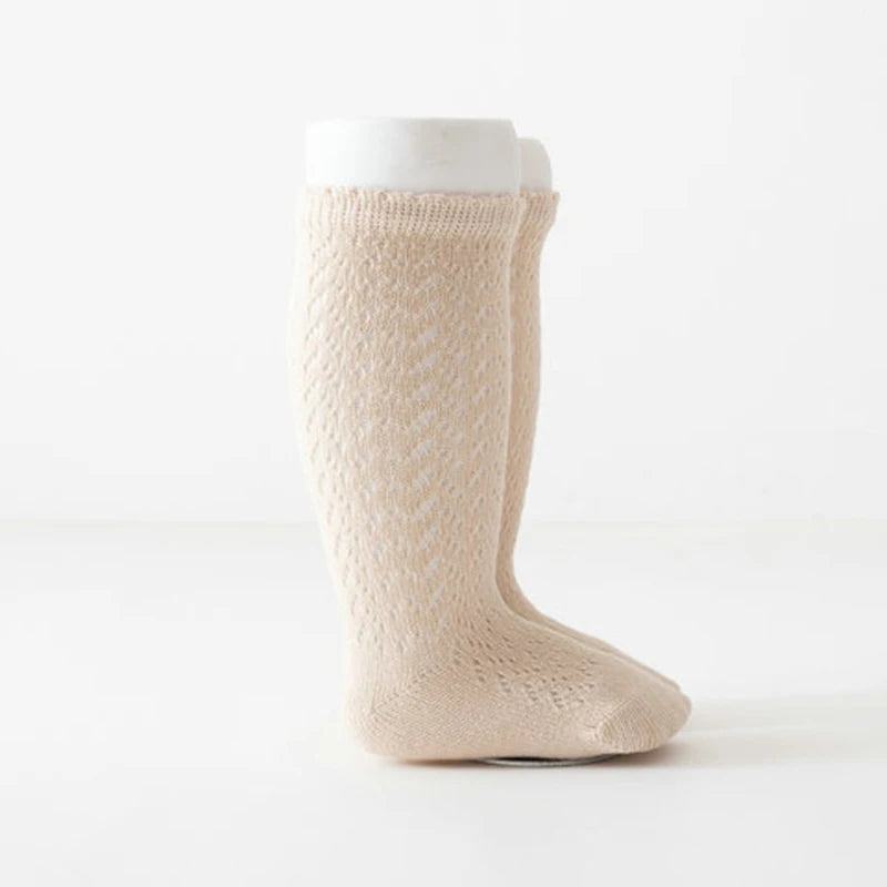 Babys Girls Princess Knitted Mesh Socks Cotton Infant Kids Girls Long Tube Socks 0-3T Summer Soft Toddler Girls Knee High Socks