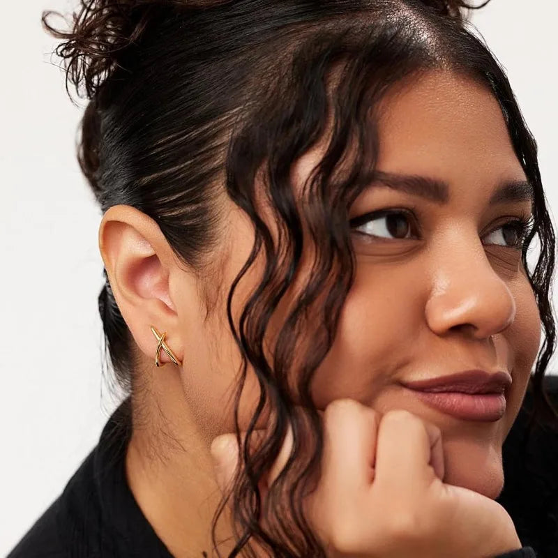 Gold Earrings for Women Trendy, 14K Gold Plated Dainty Simple Minimalist Hypoallergenic Stud Earring for Teen Gifts Jewerlry