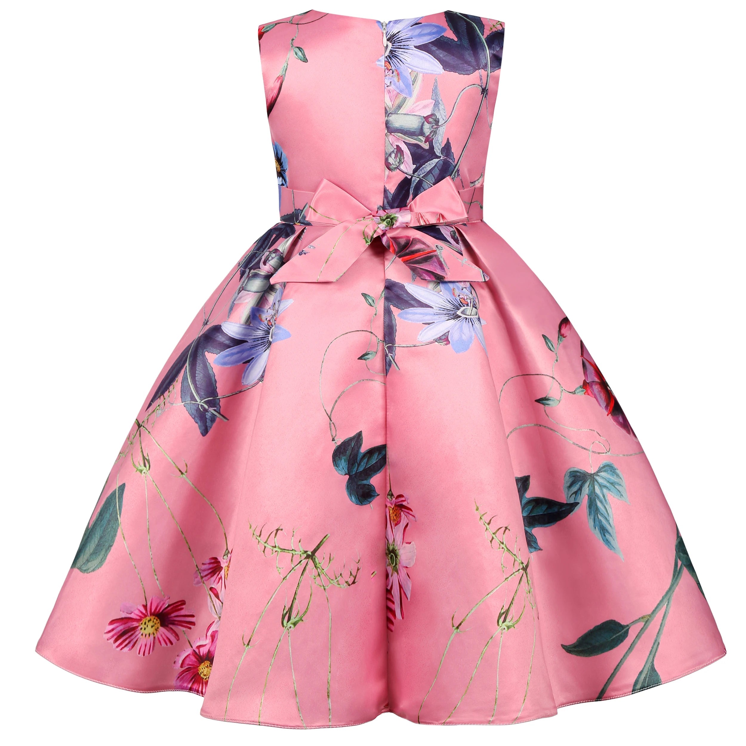 2025European and American children's new flower vintage print princess dress girl holiday party dress dress Beauty hair & fashionfj
