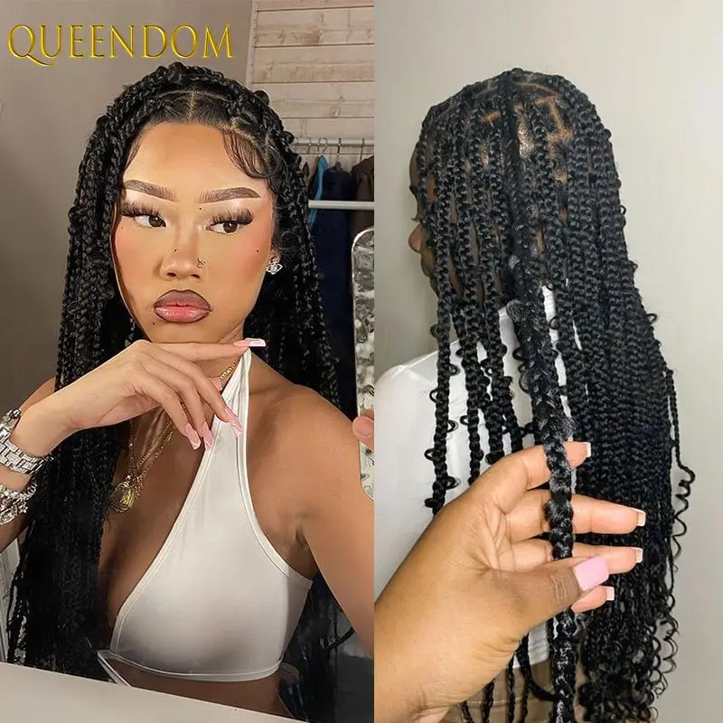 38" Synthetic Butterfly Braided Wigs Full Lace Wigs Braiding Hair Wig Goddess Locs Box Braids Wig For Black Women Afro One Sale Beauty hair & fashionfj
