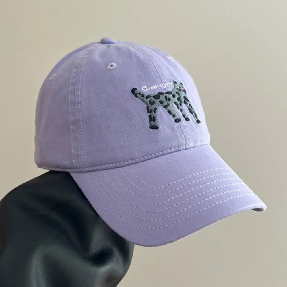 Retro Embroidered Embroidery Baseball Cap Spotted Cat Peaked Cap Letter Baseball Hat Sunscreen Hat Retro Sun Hat Spring Summer Beauty hair & fashionfj