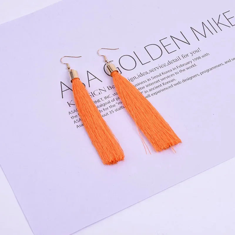 FSUNION 2025 New Fashion Vintage Tassel Earrings Women  Brand Jewelry Geometric Gold Color Simple Dangle Drop
