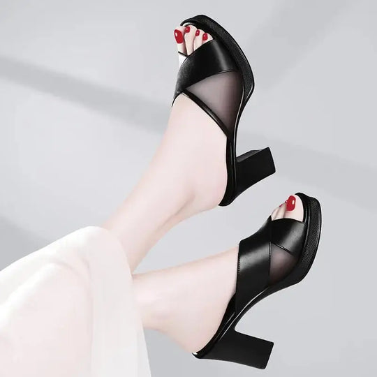 Women's Slippers And Ladies Sandals Black Slides Heeled Job Shoes Leather Comfortable Elegan Fashion Designer Luxury 2024 Trend Beauty hair & fashionfj