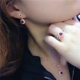 585 Purple Gold Plated 14K Rose Gold Chain Ruby Set necklace earrings rings luxury ladies wedding engagement jewelry Beauty hair & fashionfj