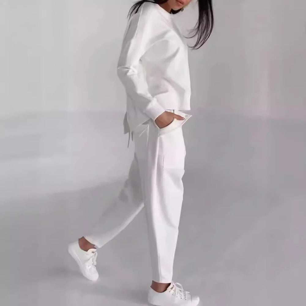 Women's suits 2024 European and American new fashion lace-up technology multi-pocket trendy sports solid color casual pants suit Beauty hair & fashionfj