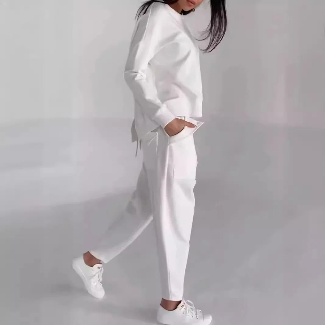 Women's suits 2024 European and American new fashion lace-up technology multi-pocket trendy sports solid color casual pants suit Beauty hair & fashionfj