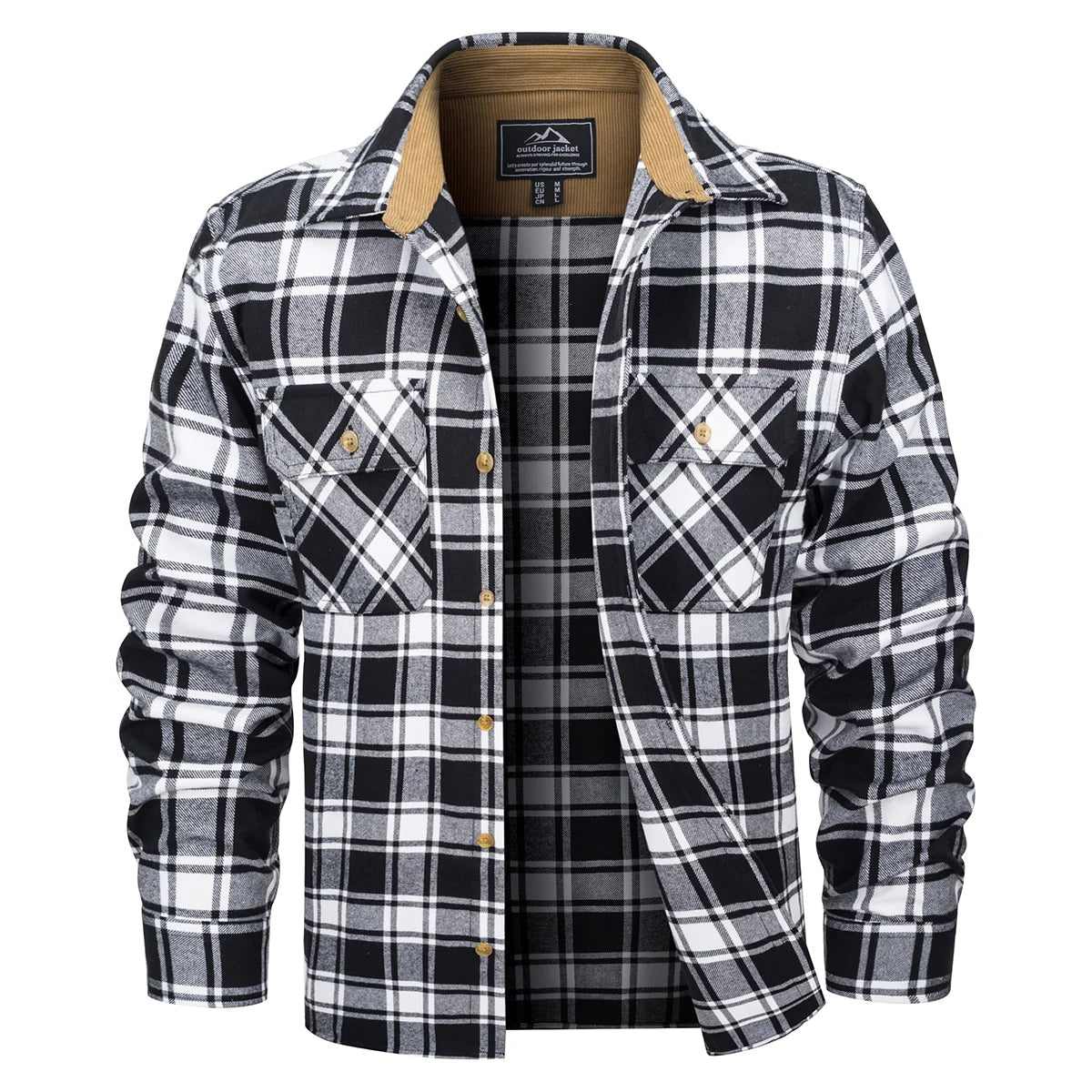 MAGCOMSEN Flannel Shirts Men's Long Sleeves Cotton Long Sleeve Plaid Shirt with 2 Pockets Button Down Casual Corduroy Shirt Male Beauty hair & fashionfj