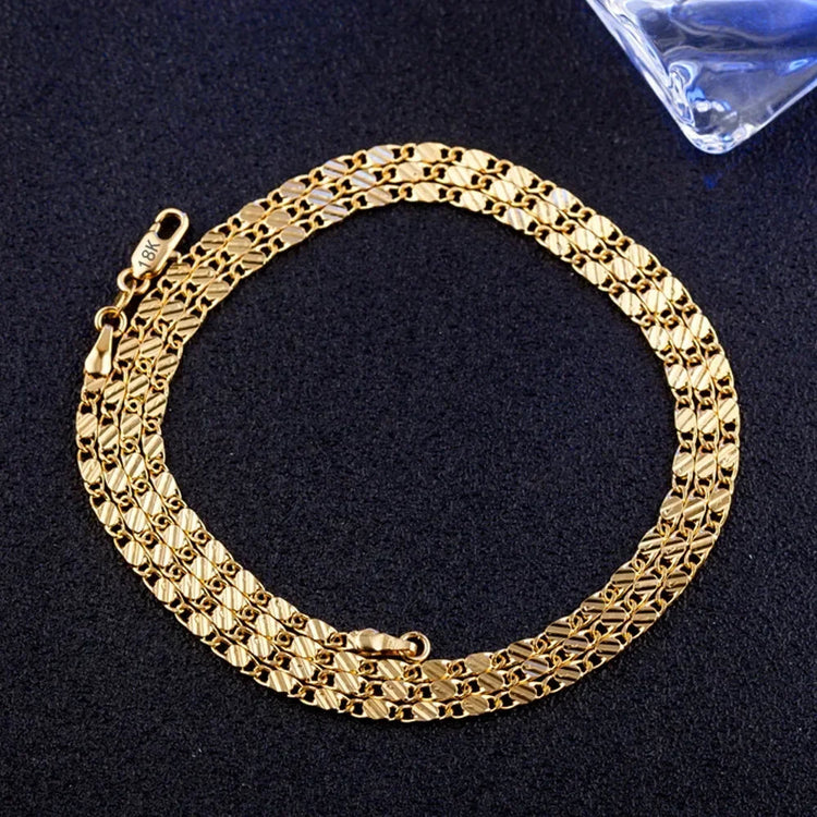 Gold Color Necklace 16/18/20/22/24/26/28/30 Inch Side Chain Necklace for Women Man Charm Jewelry Gift Beauty hair & fashionfj