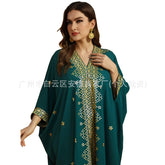 Eid Muslim Abaya Women Party Dresses Bronzing Kaftan Islam V Neck Vestidos Morocco Dubai Abayas Arab Long Robe Ramadan Jalabiya Beauty hair & fashionfj